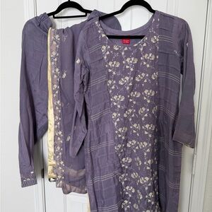 Purple Floral Kurta Set